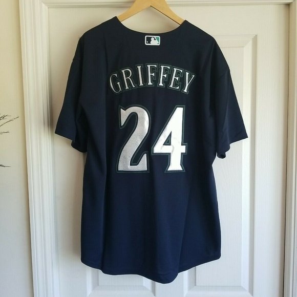 KEN GRIFFEY JR SEATTLE MARINERS BLUE RETRO THROWBACK JERSEY - Picture 2 of 8